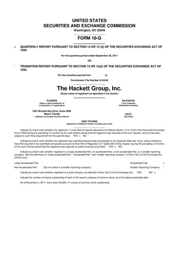Vorschaubild The Hackett Group

 10-Q Quartalsbericht 2011 