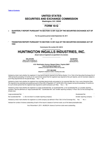 Thumbnail Huntington Ingalls Industries
 10-Q Quarterly Report FY2011 