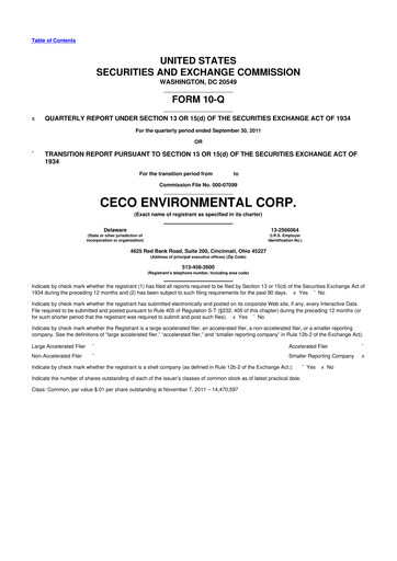 Thumbnail CECO Environmental
 10-Q Quarterly Report FY2011 