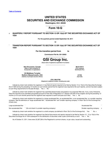 Miniature Novanta 10-Q Rapport trimestriel 2011 