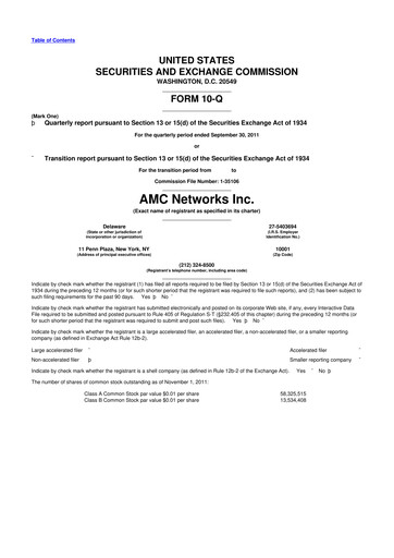 Thumbnail AMC Networks
 10-Q Quarterly Report FY2011 