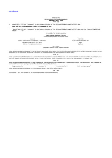 Thumbnail InvenTrust Properties 10-Q Quarterly Report FY2011 