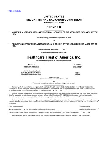Thumbnail Healthcare Realty Trust 10-Q Quarterly Report FY2011 