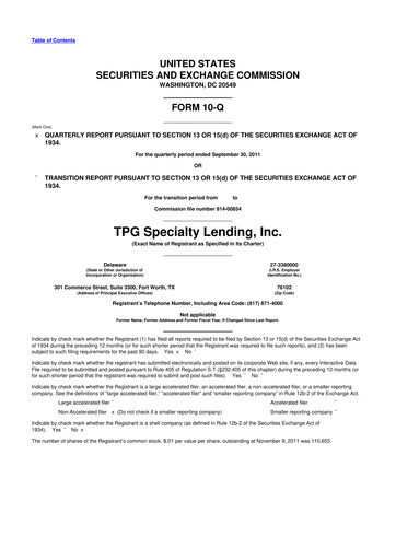 Vorschaubild Sixth Street Specialty Lending 10-Q Quartalsbericht  