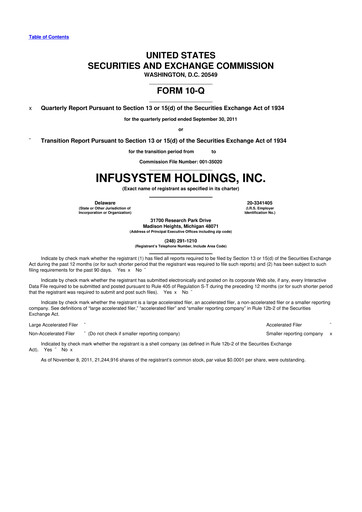 Thumbnail InfuSystem 10-Q Quarterly Report FY2011 