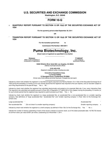 Miniature Puma Biotechnology 10-Q Rapport trimestriel 2011 