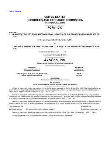 Thumbnail Axogen 10-Q Quarterly Report FY2011 