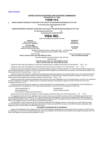 Thumbnail Visa 10-K Annual Report 2011