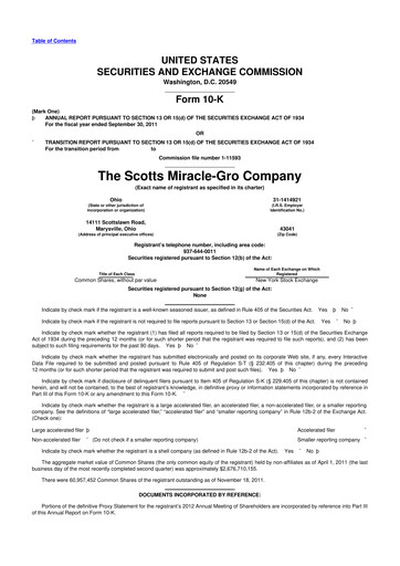 Miniature ScottsMiracle-Gro 10-K Rapport annuel 2011