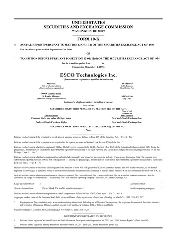 Thumbnail ESCO Technologies
 10-K Annual Report 2011