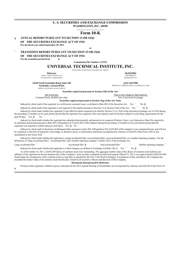 Thumbnail Universal Technical Institute 10-K Annual Report 2011