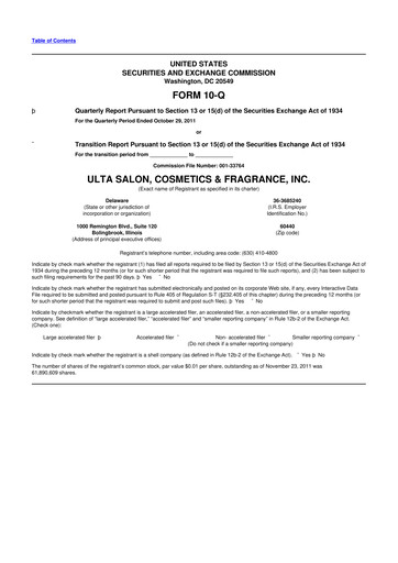 Thumbnail ULTA Beauty
 10-Q Quarterly Report FY2011 