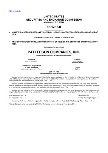 Thumbnail Patterson Companies
 10-Q Quarterly Report FY2012 