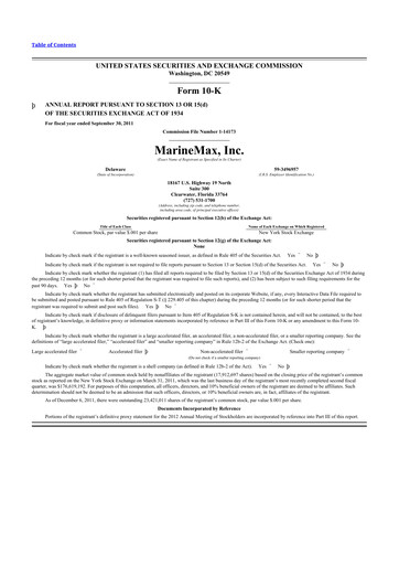 Thumbnail MarineMax 10-K Annual Report 2011