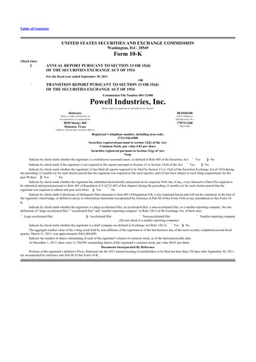 Thumbnail Powell Industries 10-K Annual Report 2011