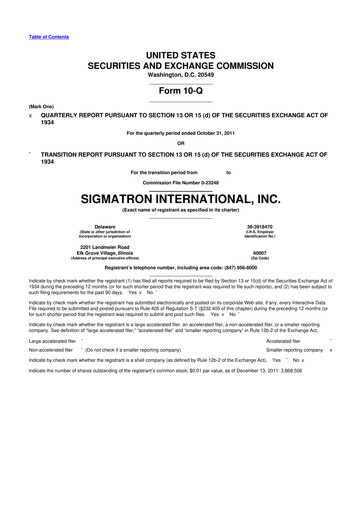 Thumbnail SigmaTron International 10-Q Quarterly Report FY2012 