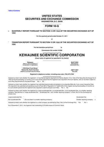 Thumbnail Kewaunee Scientific Corporation 10-Q Quarterly Report FY2012 