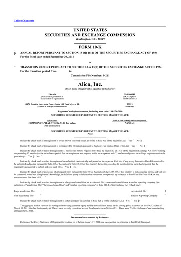 Thumbnail Alico
 10-K Annual Report 2011