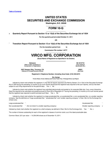 Thumbnail Virco Manufacturing 10-Q Quarterly Report FY2012 