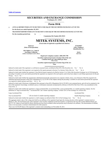 Thumbnail Mitek Systems
 10-K Annual Report 2011