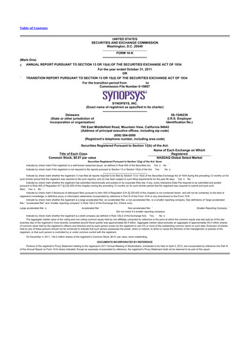 Thumbnail Synopsys 10-K Annual Report 2011