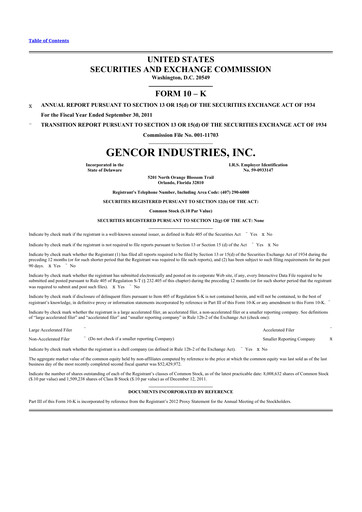 Miniature Gencor Industries
 10-K Rapport annuel 2011