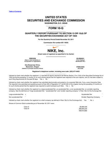 Thumbnail Nike 10-Q Quarterly Report FY2012 