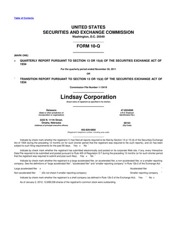 Thumbnail Lindsay Corporation
 10-Q Quarterly Report FY2012 