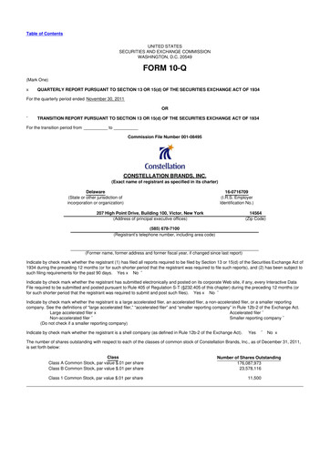 Miniature Constellation Brands 10-Q Rapport trimestriel 2012 