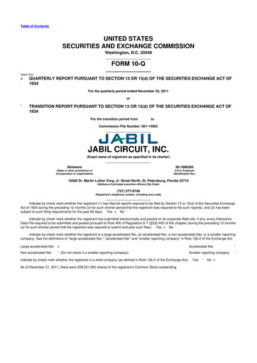 Thumbnail Jabil 10-Q Quarterly Report FY2012 
