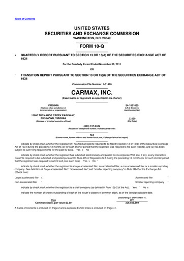 Vorschaubild CarMax
 10-Q Quartalsbericht 2012 