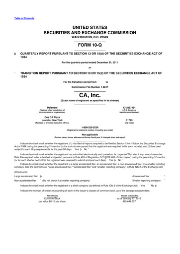 Thumbnail CA Technologies 10-Q Quarterly Report FY 