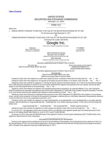 Vorschaubild Alphabet (Google) 10-K Jahresbericht 2011