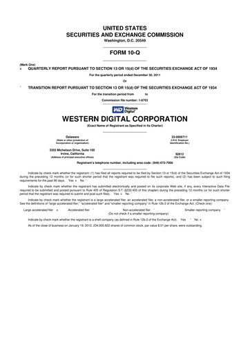 Thumbnail Western Digital 10-Q Quarterly Report FY2012 