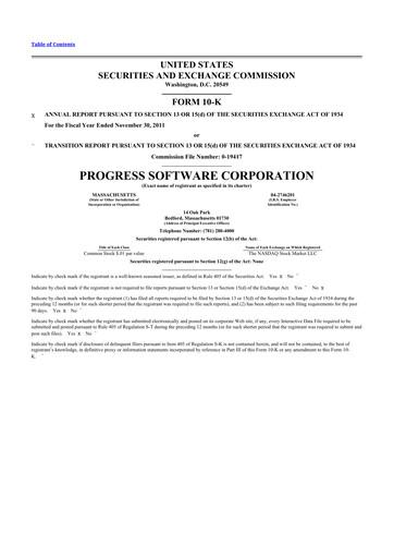 Thumbnail Progress Software
 10-K Annual Report 2011