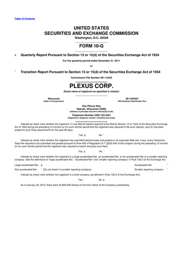 Thumbnail Plexus 10-Q Quarterly Report FY2012 