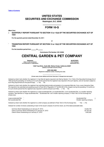 Miniature Central Garden & Pet 10-Q Rapport trimestriel 2012 