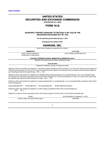 Thumbnail Hawkins 10-Q Quarterly Report FY2012 