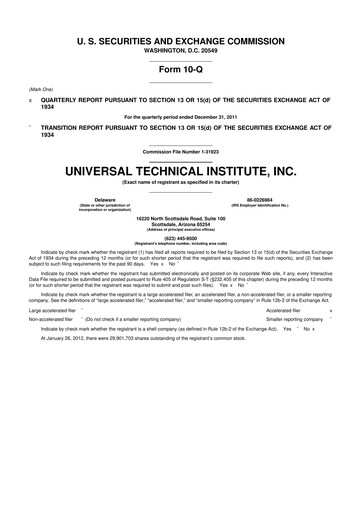 Thumbnail Universal Technical Institute 10-Q Quarterly Report FY2012 