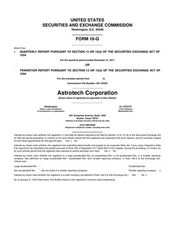 Miniature Astrotech 10-Q Rapport trimestriel 2012 