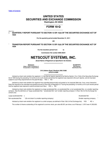 Thumbnail NETSCOUT 10-Q Quarterly Report FY2012 