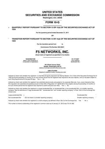Vorschaubild F5 10-Q Quartalsbericht 2012 