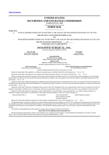 Thumbnail Intuitive Surgical 10-K Annual Report 2011