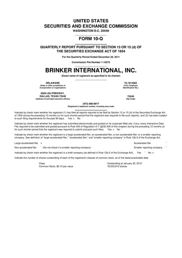 Thumbnail Brinker International
 10-Q Quarterly Report FY2012 