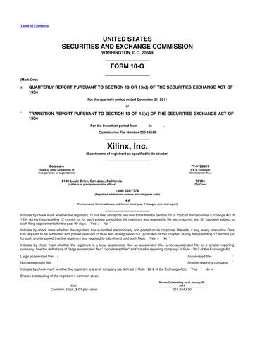 Miniature Xilinx 10-Q Rapport trimestriel 2012 
