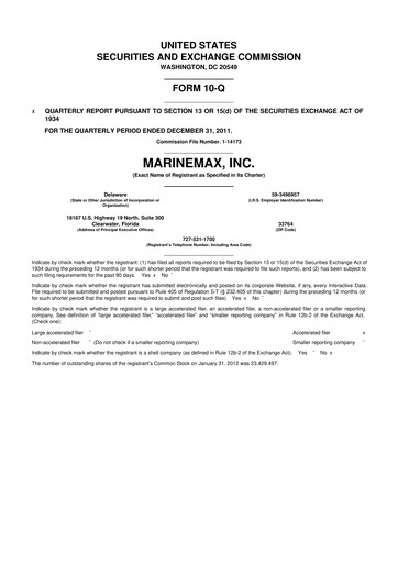 Thumbnail MarineMax 10-Q Quarterly Report FY2012 