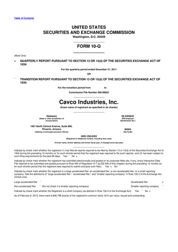 Vorschaubild Cavco Industries 10-Q Quartalsbericht 2012 