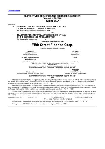 Thumbnail Oaktree Specialty Lending Corporation 10-Q Quarterly Report FY 