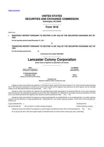 Vorschaubild The Marzetti Company 10-Q Quartalsbericht 2012 