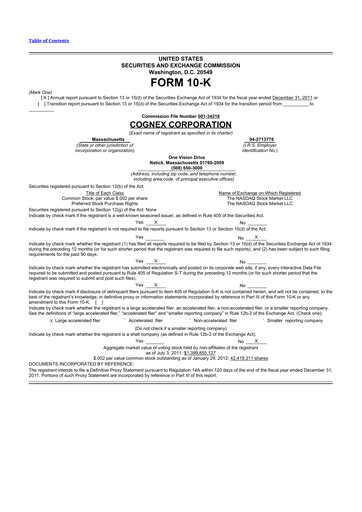 Thumbnail Cognex 10-K Annual Report 2011